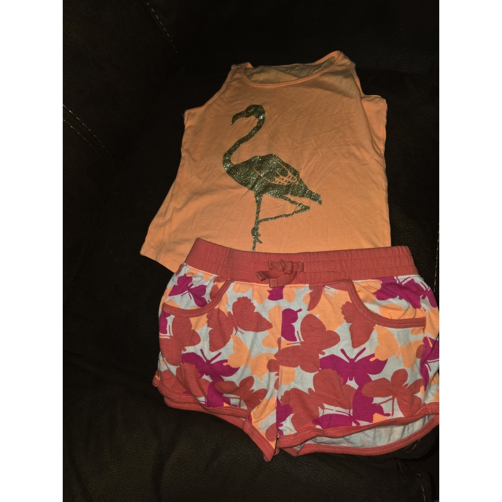 Crazy 8 flamingo top butterfly shorts size medium 7 8